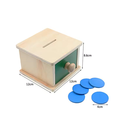 Montessori Wooden Ball Drop Box Toy – Shape Sorting Coin Box for Toddlers 12 Months+