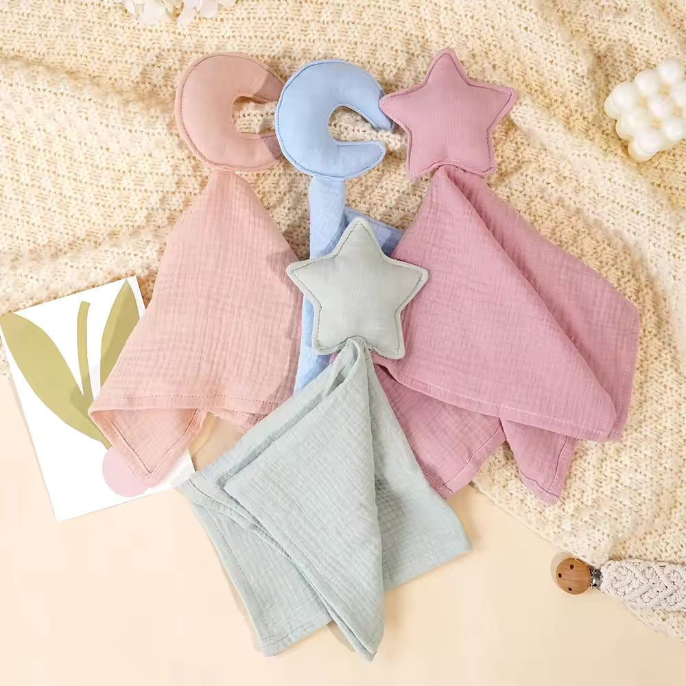 Baby Cotton Muslin Comfortable Blanket Cute Cat Doll with Cat Pattern for Infant Kids Sleep Appease Towel