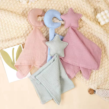 Baby Cotton Muslin Comfortable Blanket Cute Cat Doll with Cat Pattern for Infant Kids Sleep Appease Towel